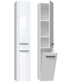 Bathroom cabinet with one door and laundry basket NEL, white gloss order